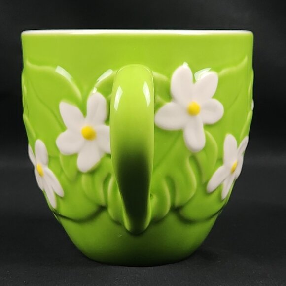 Starbucks Coffee Green Embossed Daisy Mug 2006 16oz Collectible - Picture 4 of 9